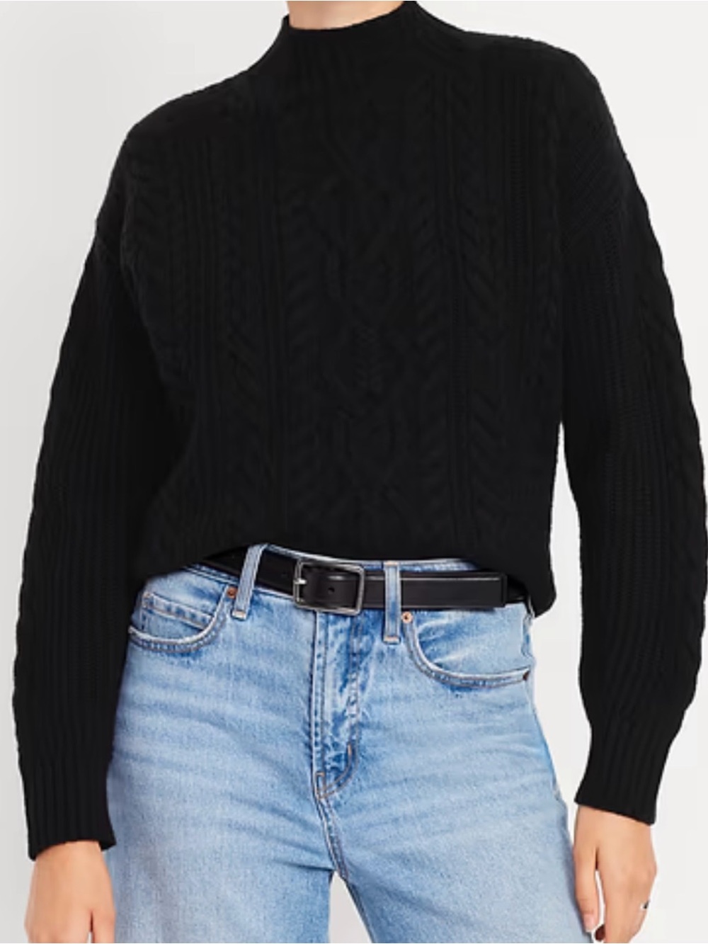 Old Navy SoSoft Black Cable-Knit Mock Neck Sweater Size Medium
